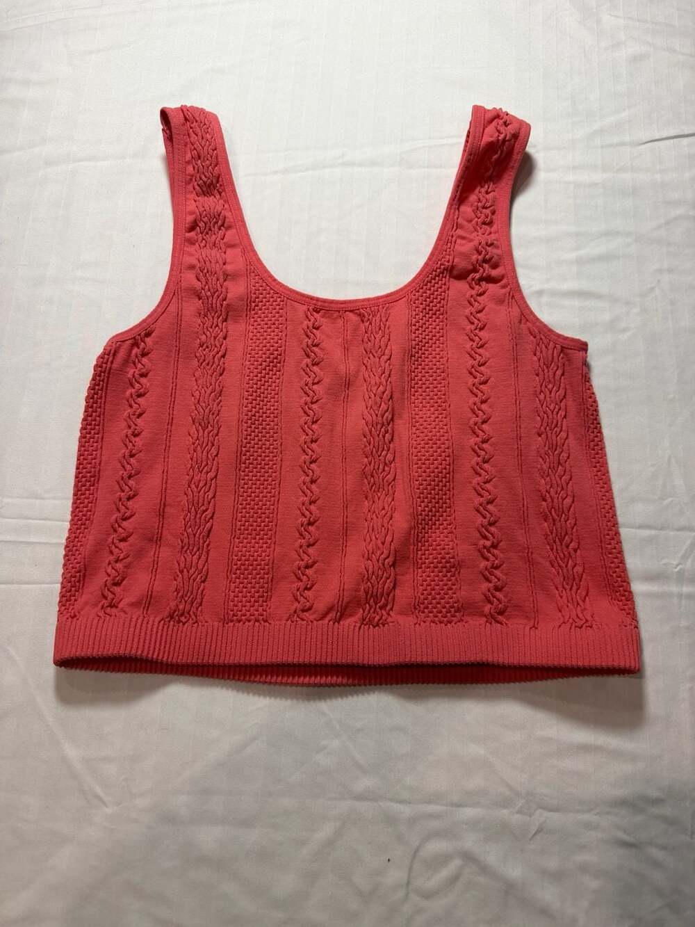 Freshwear Pink Knit Cable Textured Tank Top Size M/L